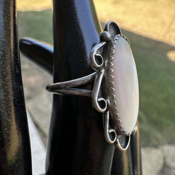 VTG‎ Edward Becenti Sterling Native American Navajo Pink Shell Ring Size 6.25 - Picture 4 of 8